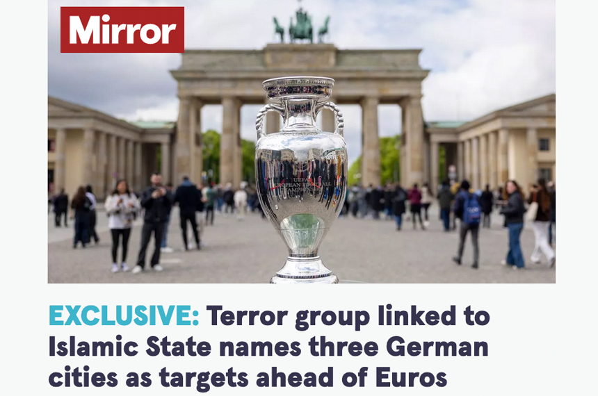 Eine mit dem Islamischen Staat verbundene Terrorgruppe hat drei deutsche Städte als Ziele für die EM im nächsten Monat benannt